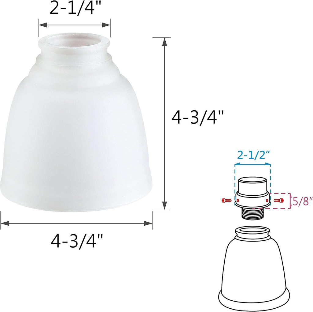 Aspen Creative Transitional Frosted Ceiling Fan Replacement Glass Shade, 4 Pack S5548