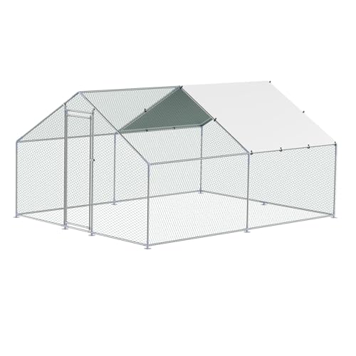 VEVOR Large Metal Chicken Coop with Run, Walk-in Outdoor Poultry Pen W388