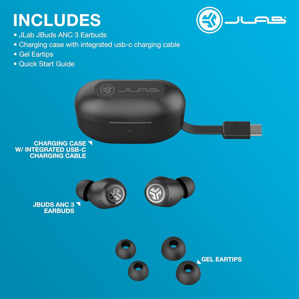 JLab JBuds ANC 3 True Wireless Earbuds with Charging Case S617322