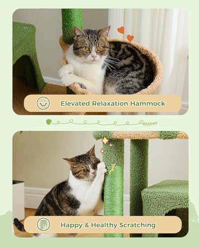 45-Inch Cat Tree with 2 Condos, Scratching Posts and Hammock F616