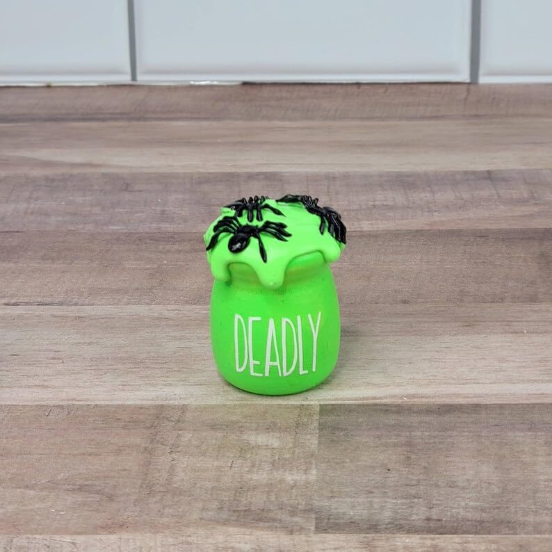 Halloween Mini Poison Jars Set of 2 with Wooden Spoon for Tiered Tray Decor Z329