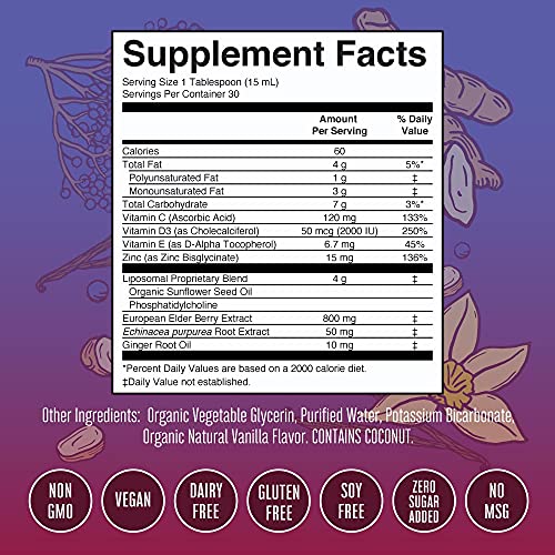 MaryRuth Organics Elderberry Liquid with Vitamin C and Zinc for Adults & Kids O865073