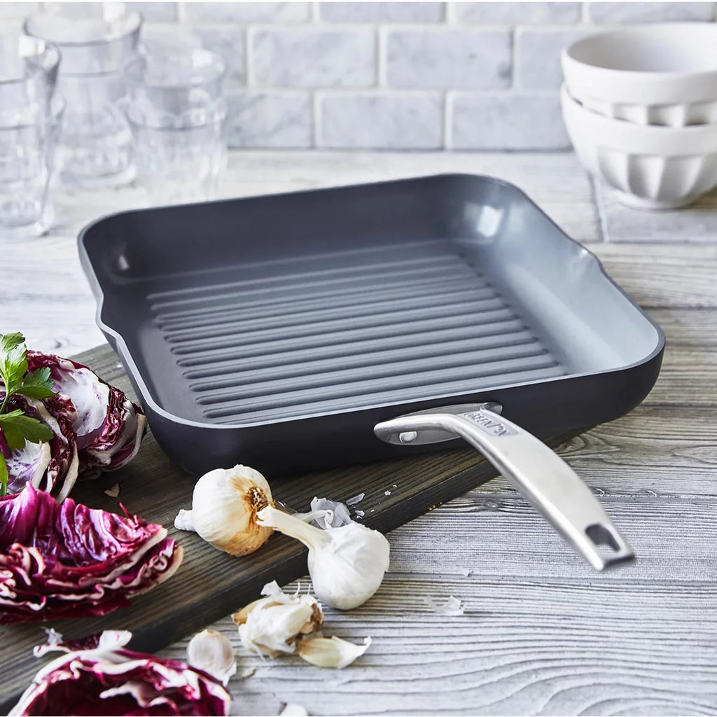 GreenPan Paris Pro Ceramic Nonstick 11" Square Grill Pan, Gray H244304