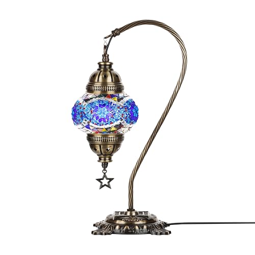 DEMMEX Authentic Turkish Moroccan Mosaic Table Lamp, Handcrafted, 15" I3208