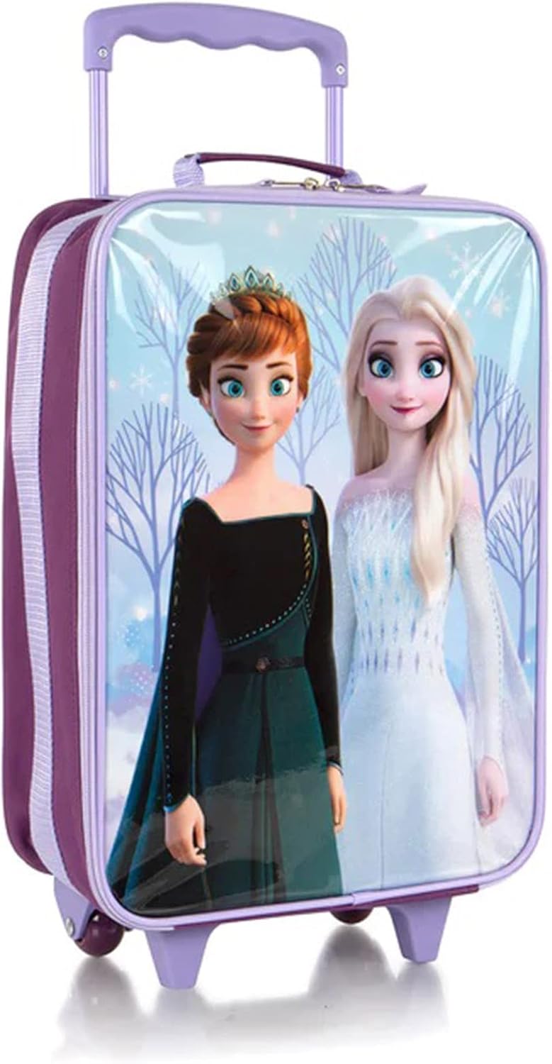 Disney Elsa Softside Luggage - 17 Inch Wheeled Rolling Suitcase Travel Trolley for Kids