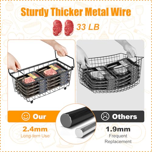 Freezer Organizer Bins, 6 Pack Stackable with Handles, Black S4912