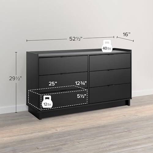 Prepac Rustic Ridge Farmhouse 6-Drawer Double Dresser, Brown X6434