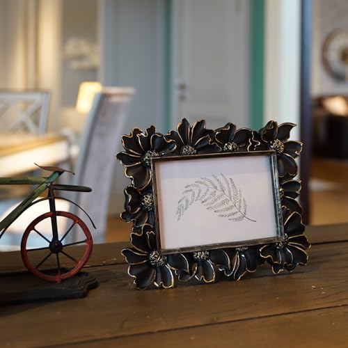 Vintage Picture Frame 8x10 Antique Black Ornate for Tabletop and Wall U180
