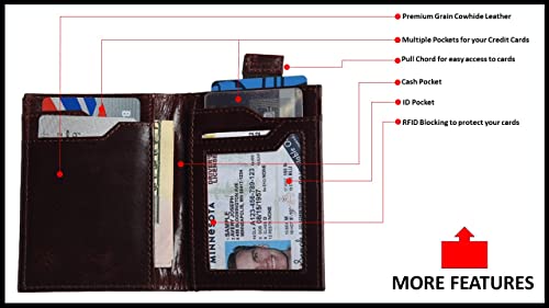 Pitaara Genuine Leather Slim Bifold Front Pocket Wallet with RFID Blocking W383743