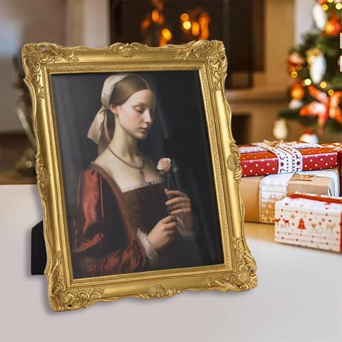 Vintage 8x10 Picture Frame with Glass Front, Antique Retro Photo Frame for Wall or Tabletop, Silver N745