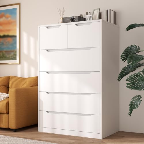 6 Drawer Dresser for Bedroom, Tall Black Chest of Drawers X4524