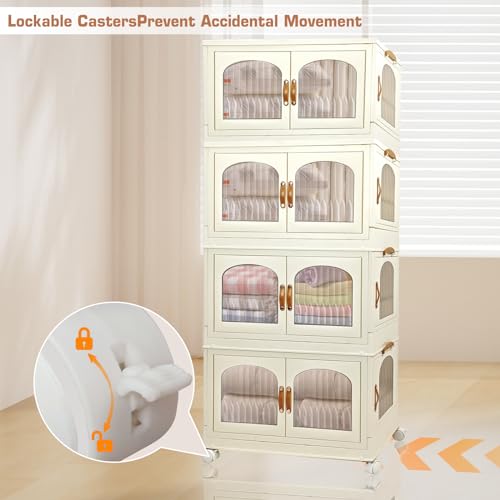 Storage Bins with Lids, 25.2 Gallon Collapsible, 3 Pack Stackable I5748