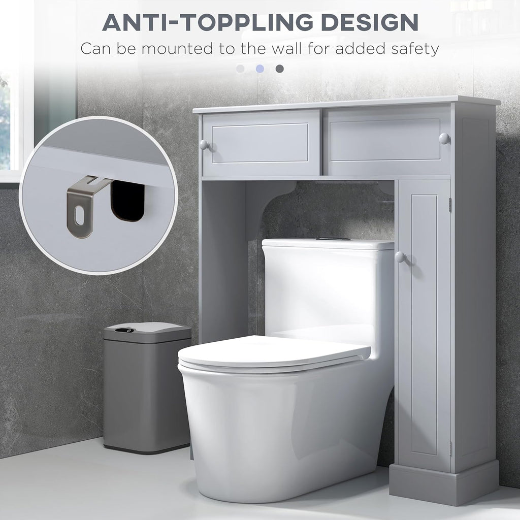 HOMCOM Over The Toilet Bathroom Cabinet, Freestanding Storage, Gray M949
