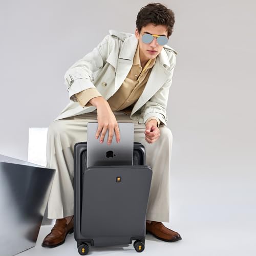 LEVEL8 Road Runner Pro Carry-On Luggage 20" Hardside Spinner with TSA Lock, Black R102256