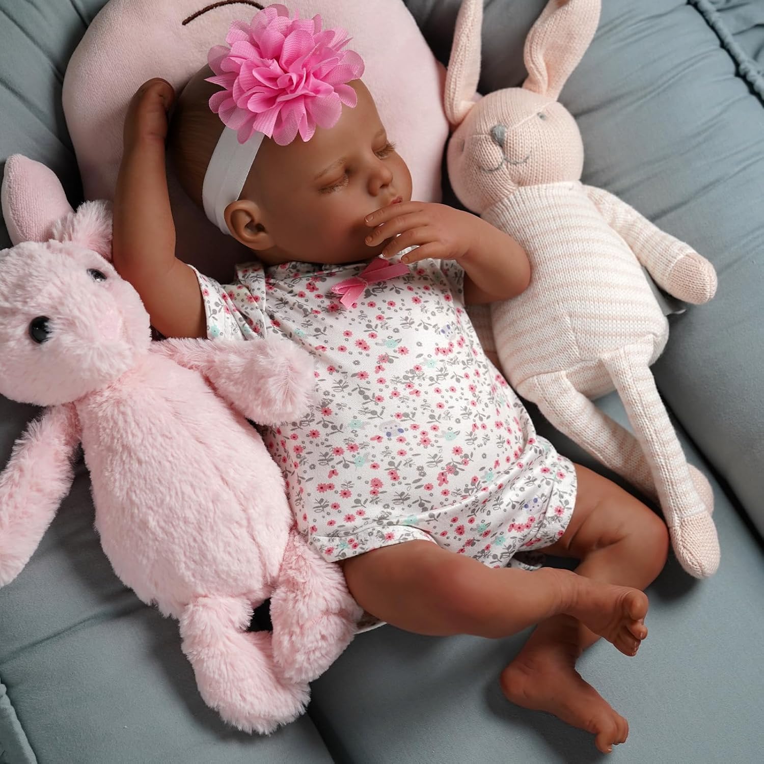 JIZHI Lifelike Reborn Baby Doll Black 17-Inch Soft Body Realistic Newborn Y418