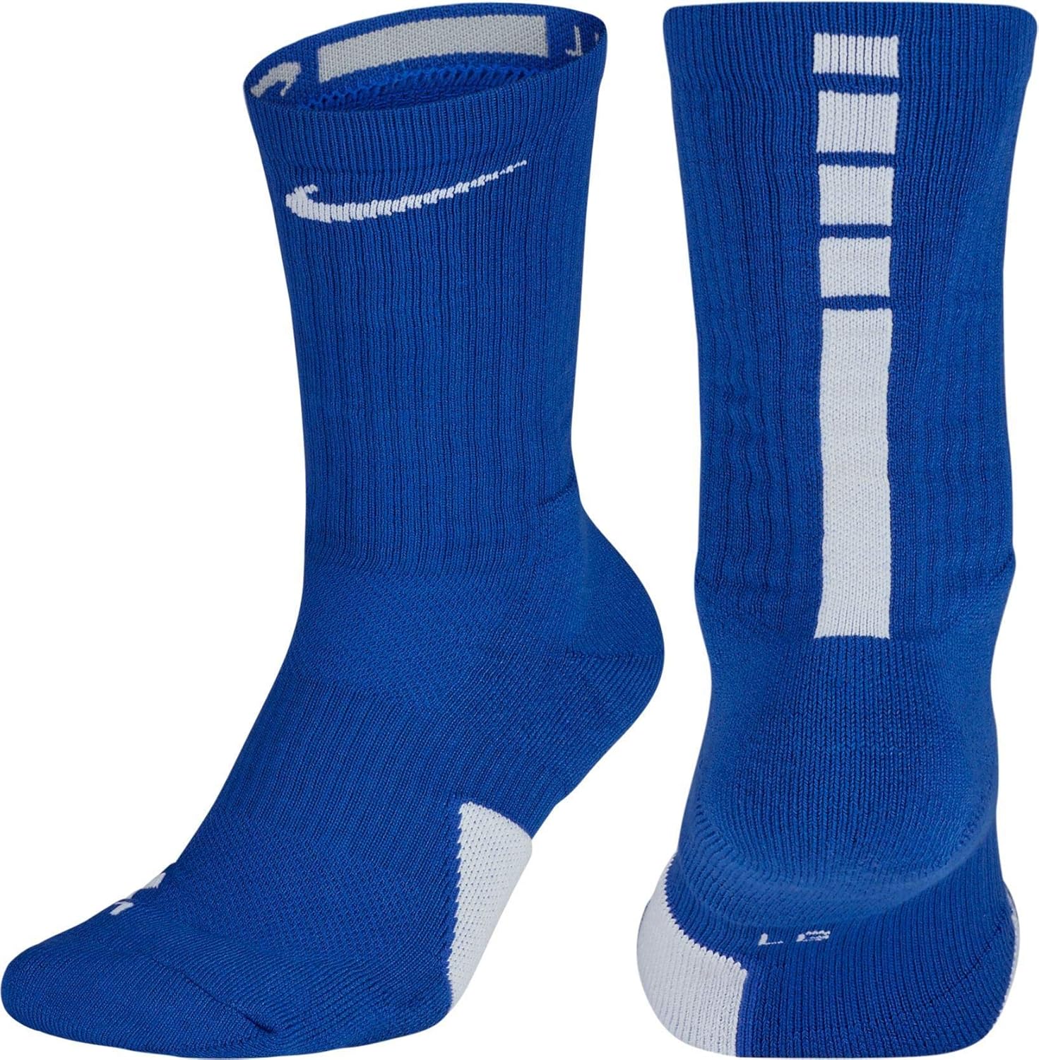 Nike Elite Basketball Crew Socks Large (Fits Men Size 8-12, Women Size 10-13) SX7626-463 Royal, White