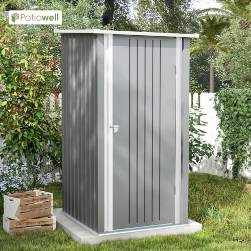 Patiowell 3 x 3 FT Outdoor Storage Shed with Sloping Roof, Grey F27529