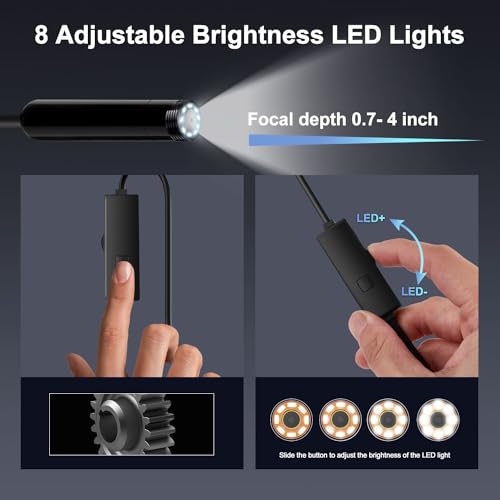 Endoscope Camera with Light, 1920P HD Borescope, IP67 Waterproof, 16.5FT Cord for iPhone iPad Android N799693