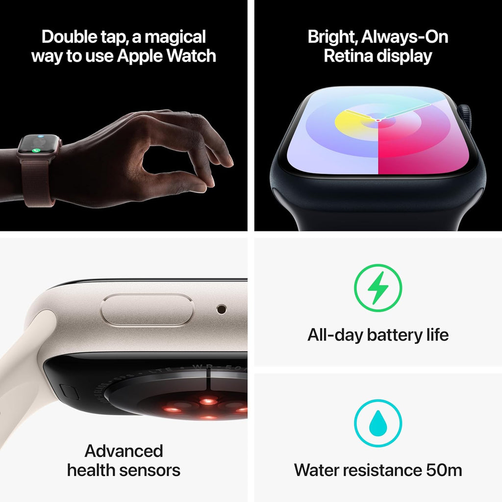 Apple Watch Series 9 GPS + Cellular 41mm Smartwatch with Midnight Aluminum Case and Sport Loop K959