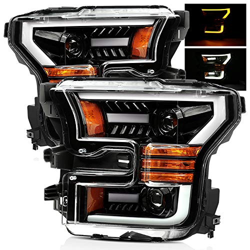 AlphaRex PRO-Series Jet Black LED Tube Dual Projector Headlights for 15-17 Ford F150 M7591