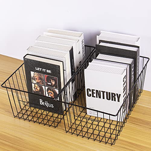 16" Upright Freezer Organizer Baskets, Wire Storage Bins, White, Set of 6 V556519