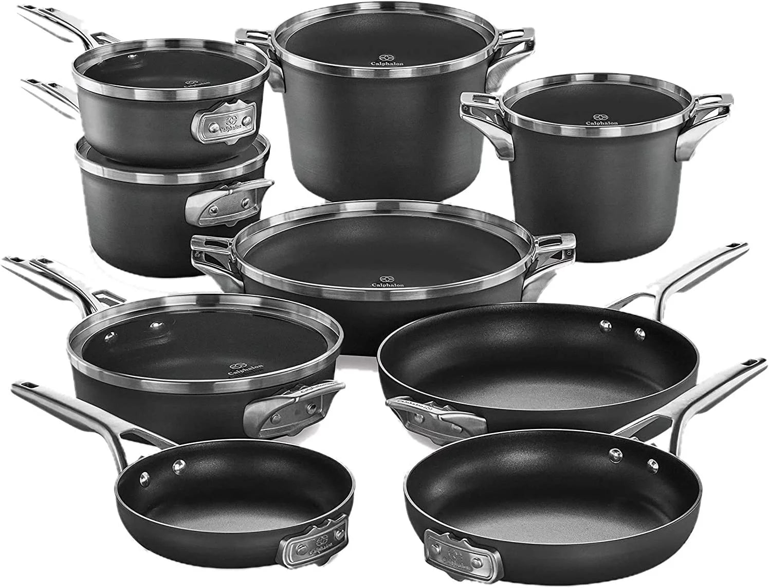 15-Piece Pots and Pans Set Nonstick Cookware with Stay-Cool Handles Black P933