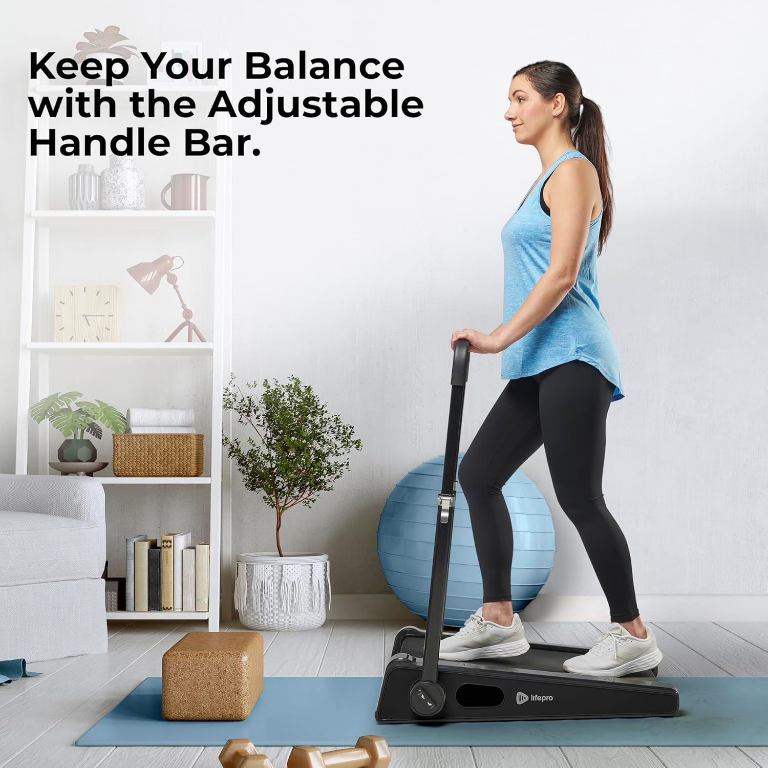 LifePro Portable Mini Walking Pad Treadmill with Adjustable Handlebar, 3 MPH T458