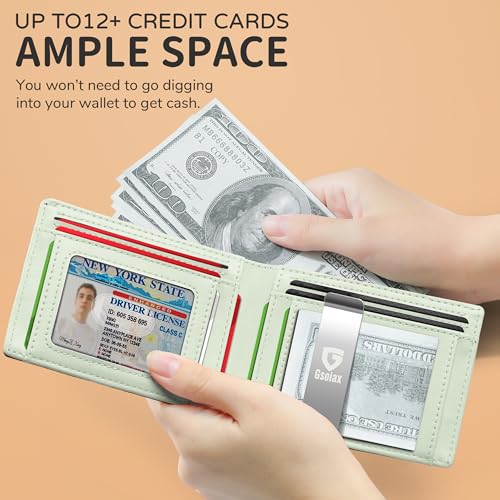 GSOIAX Slim Wallet for Men with Money Clip, RFID Blocking Bifold Carbon Fiber M613