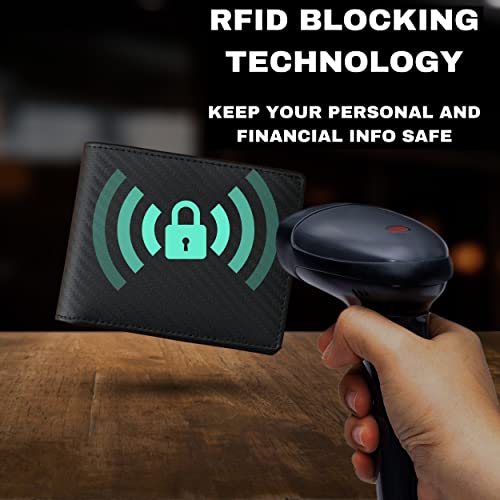 Men’s Leather Bifold Wallet with RFID Blocking and ID Window H486