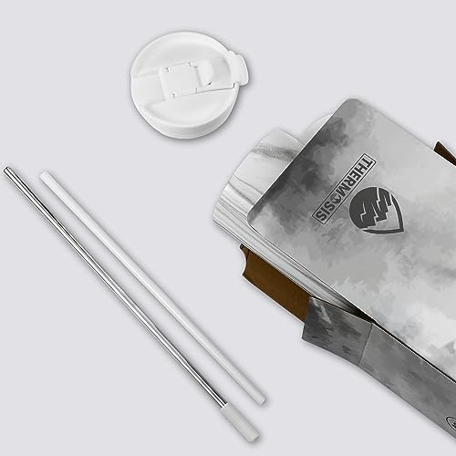 40 oz Insulated Tumbler with Handle and Straw Stainless Steel Travel Mug R7403