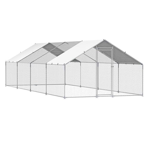 VEVOR Large Metal Chicken Coop with Run, Walk-in Outdoor Poultry Pen W388