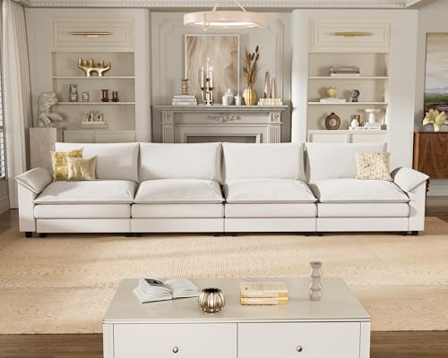 Homall 119" Modular Sectional Sofa with Reversible Ottoman, Light Grey V97154