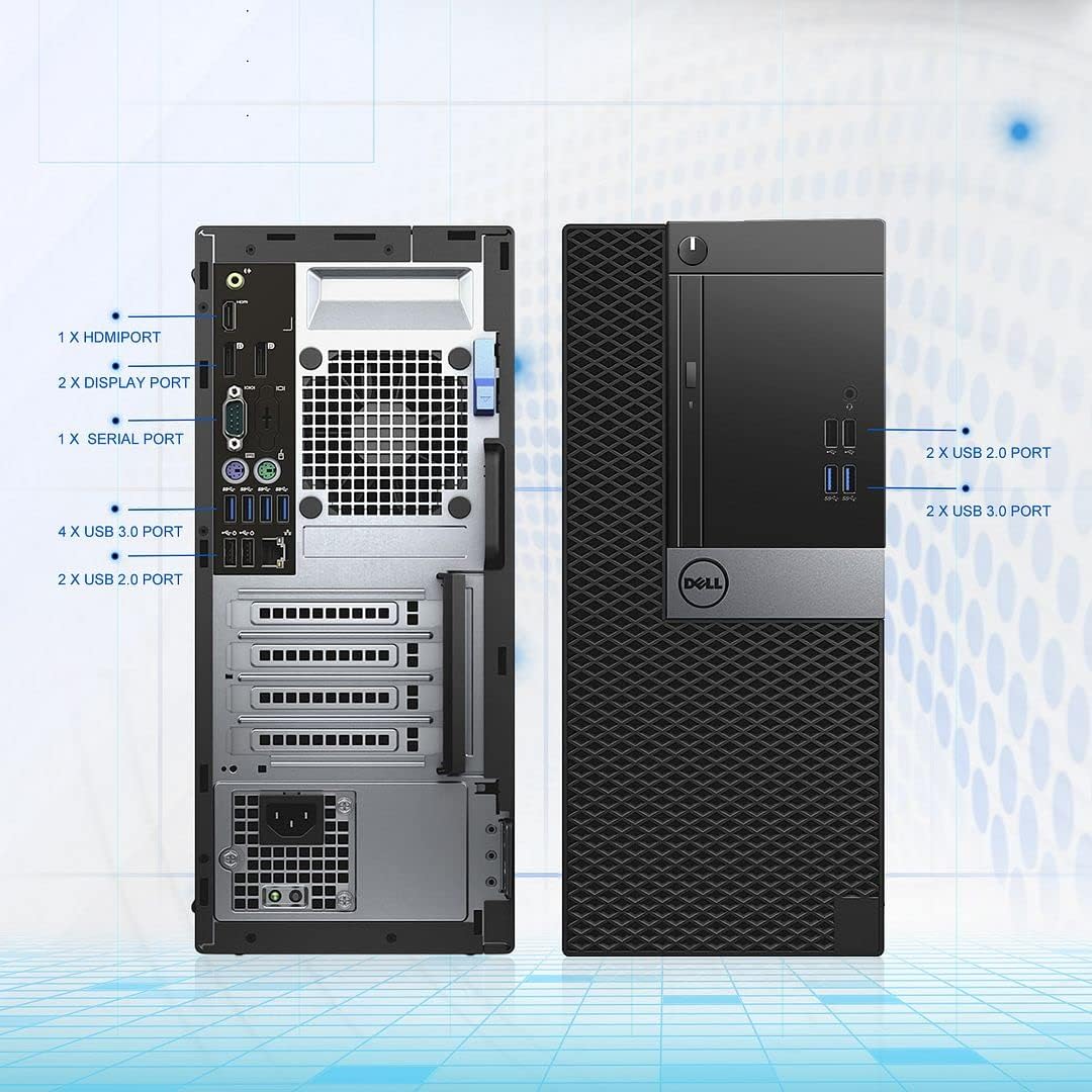 Dell OptiPlex 7040 Desktop Tower PC, i5 6500, 32GB RAM, 512GB SSD, WiFi 6E, Windows 10 Pro (Renewed) U9032