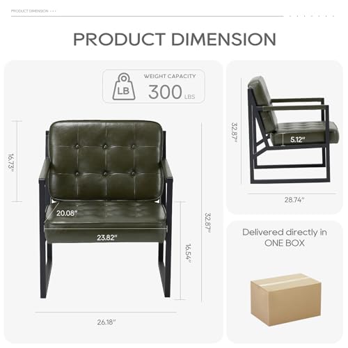 COLAMY Mid Century Modern Accent Chair Set of 2, Faux Leather, Black S4169