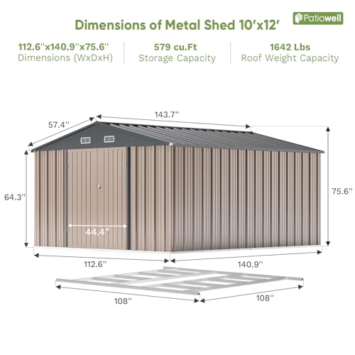 Patiowell 5x3 FT Outdoor Storage Shed with Sloping Roof and Lockable Door, Brown L4971