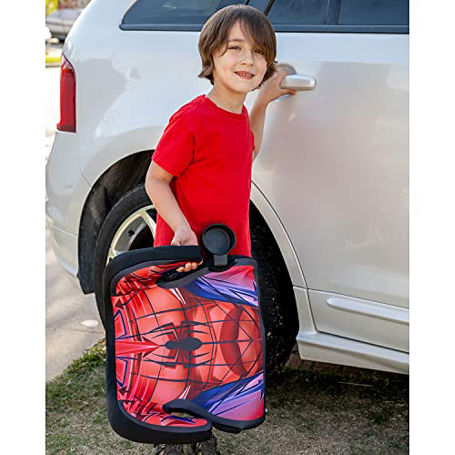 KidsEmbrace Marvel Avengers Spider-Man Backless Booster Car Seat, Red Blue Black I749257