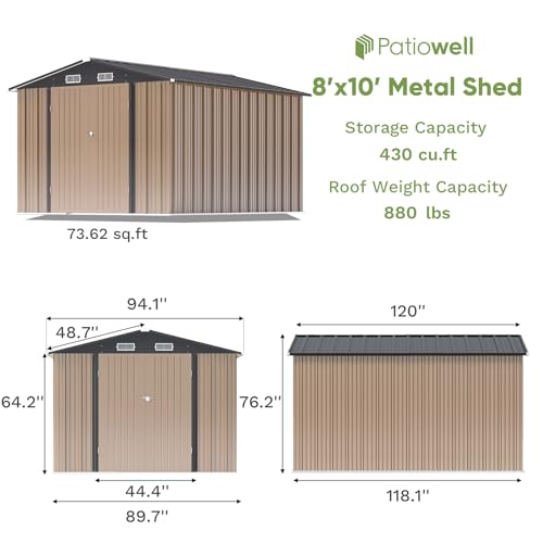 Patiowell 3 x 3 FT Outdoor Storage Shed with Sloping Roof, Grey F27529