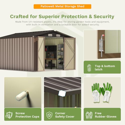 Patiowell 5x3 FT Outdoor Storage Shed with Sloping Roof and Lockable Door, Brown L4971