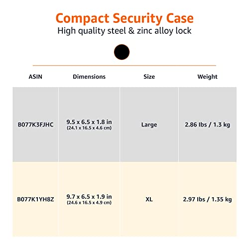 Amazon Basics Portable Security Case Lock Box Safe, Large, Black J830224