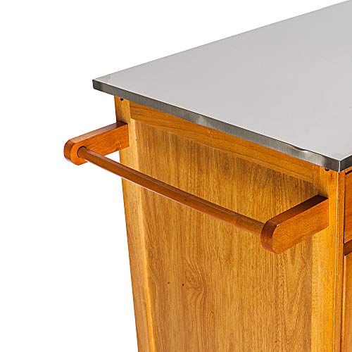 Portable Drop Leaf Kitchen Storage Rolling Trolley Cart with Stainless Steel Top M53756