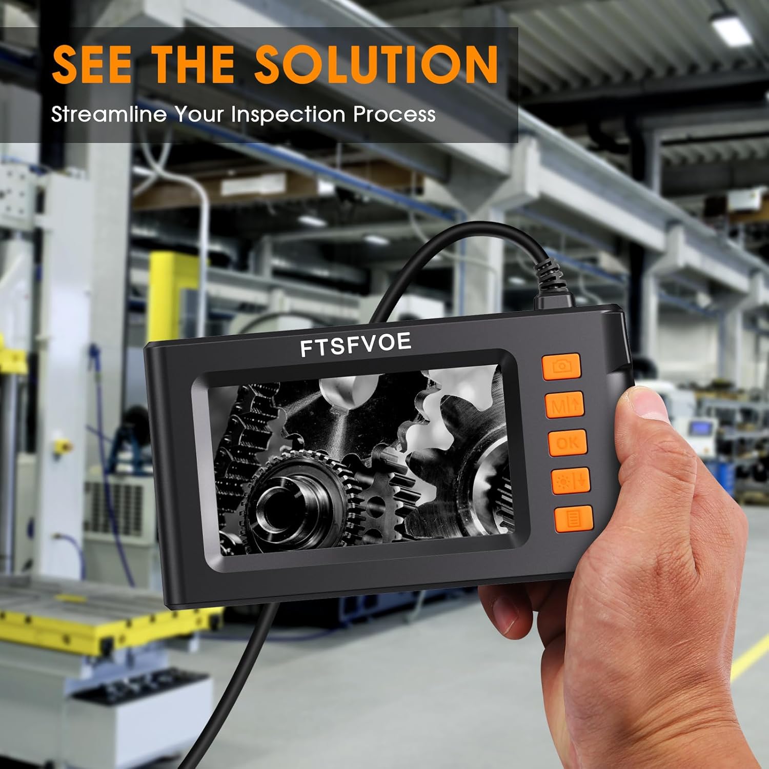 Dual Lens Industrial Endoscope 1080P Borescope Inspection Camera with 4.3" LCD Screen Q70981