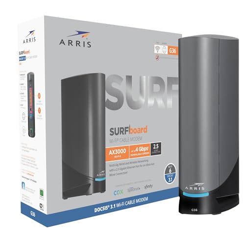 ARRIS G34 Cable Modem Router Combo, DOCSIS 3.1 Gigabit WiFi 6, Approved for Comcast Xfinity, Cox, Spectrum R69020