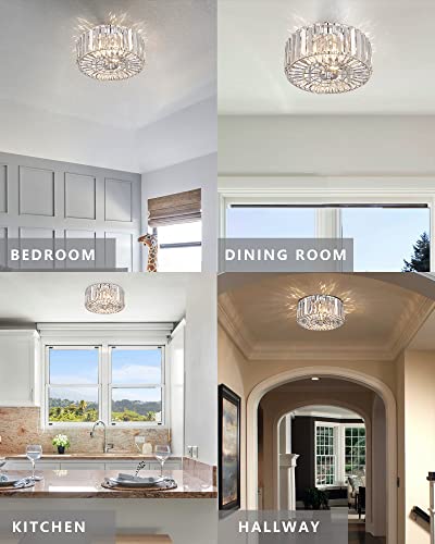 Crystal Ceiling Light Modern 2-Light Chrome Flush Mount SF004-2-CH G10718
