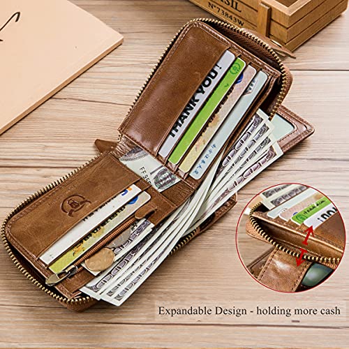 BULLCAPTAIN Genuine Leather Wallet for Men with ID Window and Coin Pocket D326051