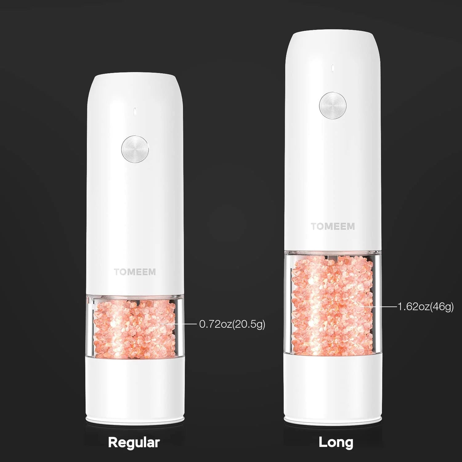Tomeem Electric Salt and Pepper Grinder Set Rechargeable 6-Level Adjustable Coarseness LED Light Q958783