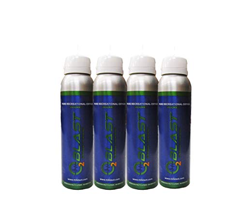 O2 Blast Pure Oxygen Supplement 4 Liter Portable Canned Oxygen 4 Pack I6595