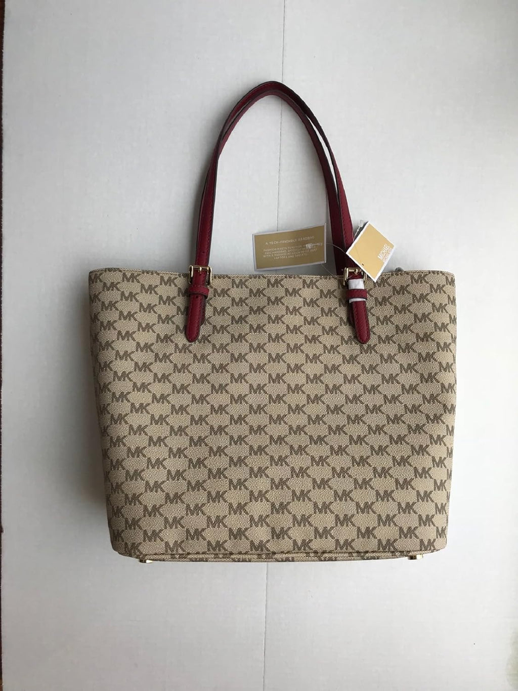 Michael Michael Kors Logo Jet Set Large Leather Tote Bag M4152