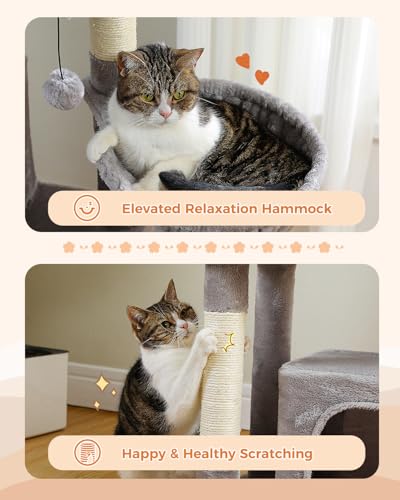 45-Inch Cat Tree with 2 Condos, Scratching Posts and Hammock F616