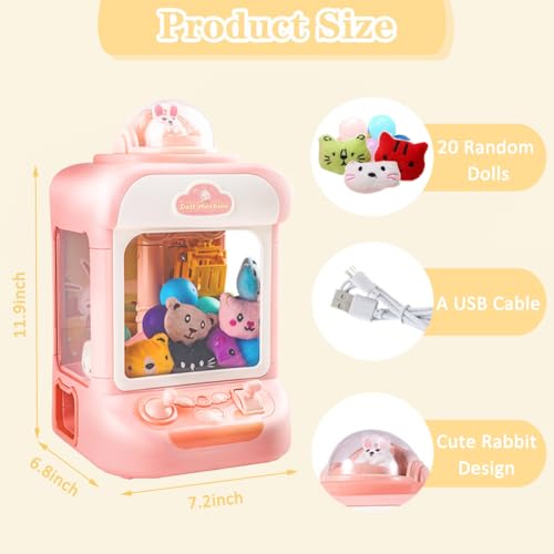 Kids Claw Machine with Lights and Sound, Includes 10 Plush (Pink) X399554