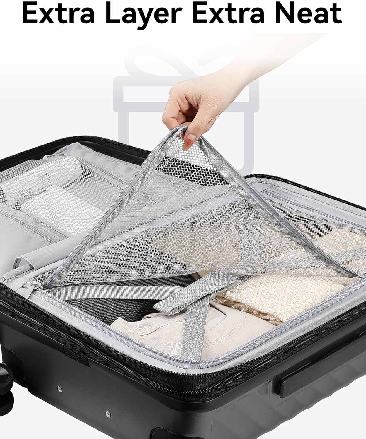 LUGGEX Carry On Luggage Set 2 Piece Polycarbonate Hard Suitcases with Wheels Black P563